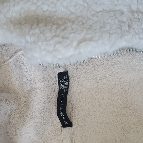 BLACK TAPE CREAM PLUS SIZE SHERPA HOODED ZIP UP LONG SWEATSHIRT - Picture 5 of 8